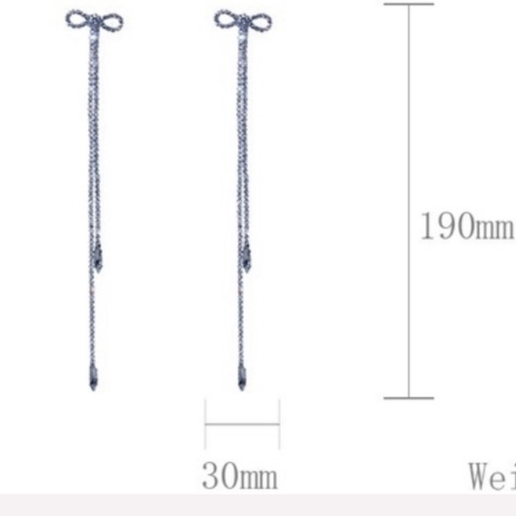 NWT black rhinestone bow drop earrings - Picture 5 of 5